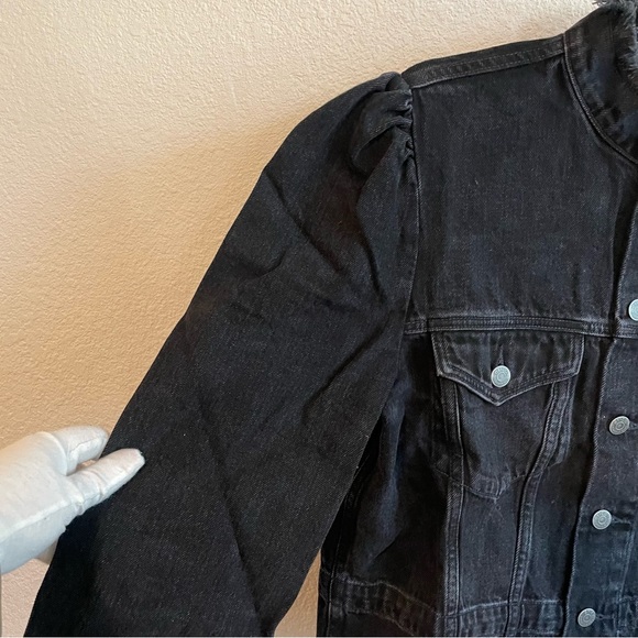 ETICA Remi Reconstructed Jacket Puff Sleeve Jean Jacket Black - Picture 8 of 11